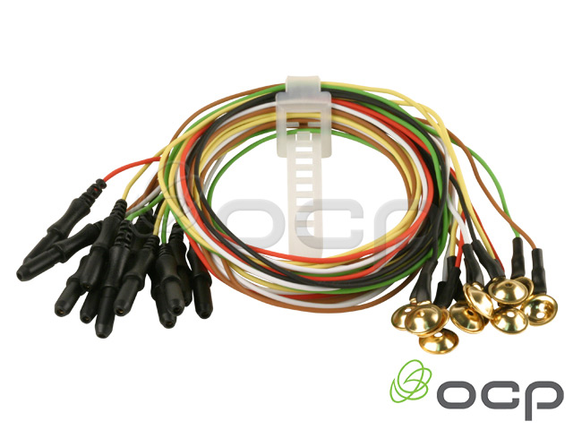 1.5mm Din 24awg Lead Wire Cable Assembly Kit with Gold Cup Electrodes