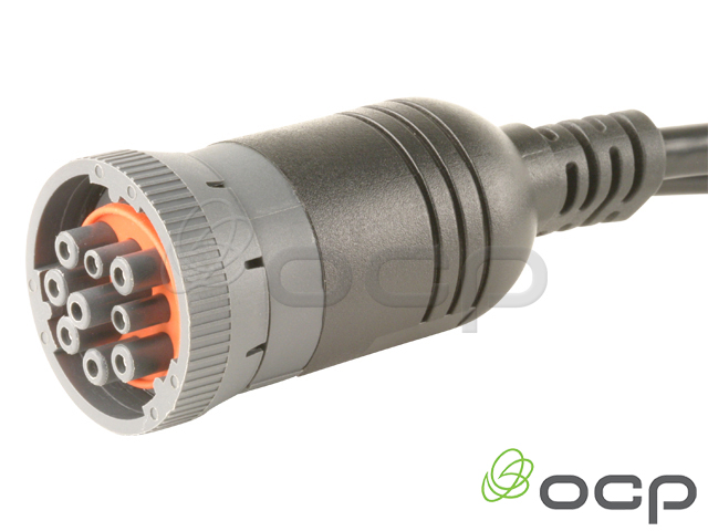 Ocstar J1939 Extension Cable Type 1 Deutsch 9 Pin Molded Braided Shielded AWG26 Black Connector Male to Female 7 Feet for Truck Diagnostics 